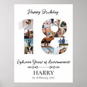 Personalized Photo Collage 18th Birthday Poster