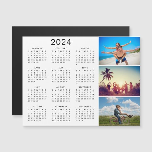 Personalized Photo Collage 2024 Calendar Magnet