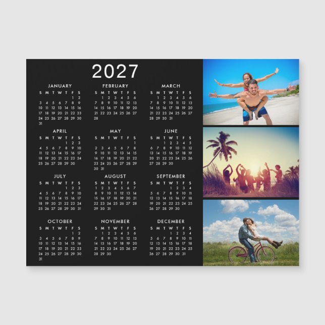 Personalized Photo Collage 2027 Calendar Magnet (Front)