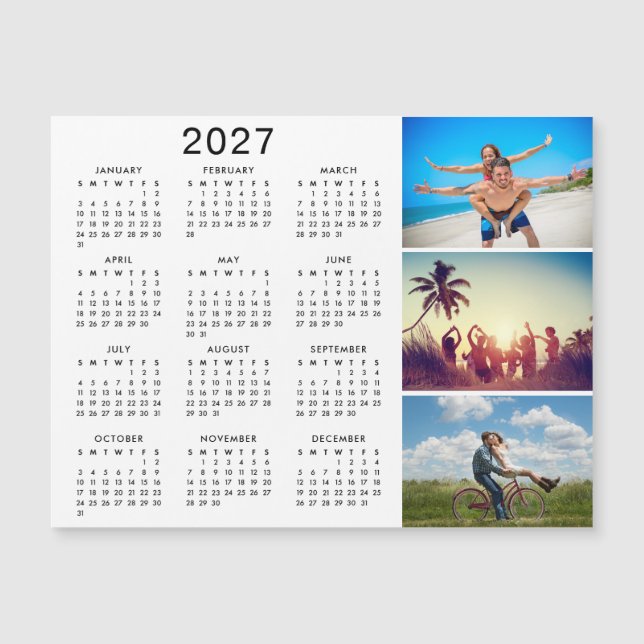 Personalized Photo Collage 2027 Calendar Magnet (Front)