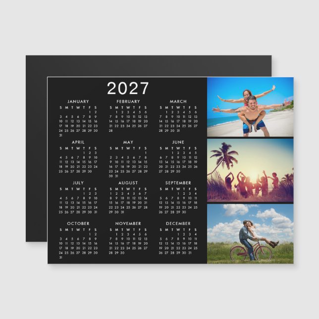 Personalized Photo Collage 2027 Calendar Magnet (Front/Back)