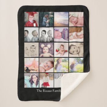 Personalized Photo Collage 20 Photo One Of A Kind Sherpa Blanket by Ricaso at Zazzle