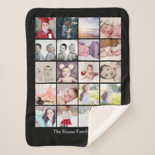 Personalized Photo Collage 20 photo One of a Kind Sherpa Blanket