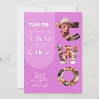 Personalized Photo Collage 2nd Birthday Invitation