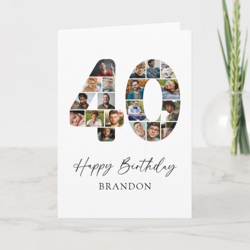 Personalized Photo Collage 40th Birthday Card
