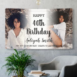 Personalized Photo Collage 40th Birthday Party Banner<br><div class="desc">Elegant script 40th birthday party banner for women. Personalized with a modern style 2 photo collage. Use this welcome sign inside or outside. To change the photo placement: click on the button to customize the design,  click on "crop",  and move the image.</div>