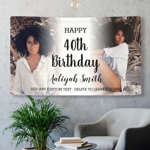 Personalized Photo Collage 40th Birthday Party Banner