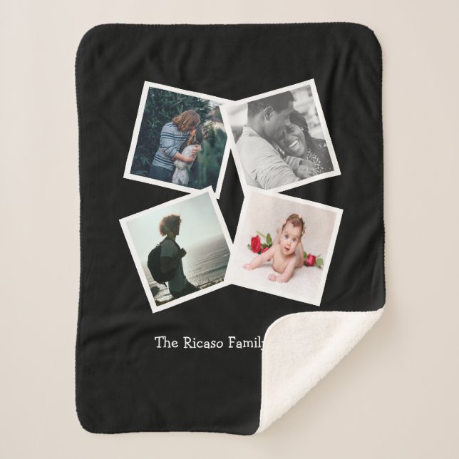 Personalized Photo Collage 4 photo Sherpa Blanket (Front)