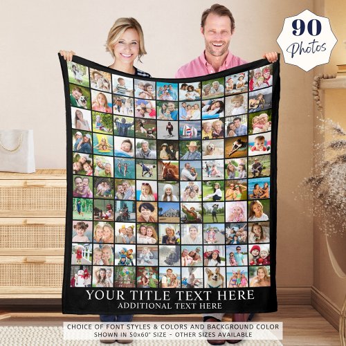 Personalized Photo Collage 90 Square Pictures Fleece Blanket