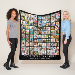 Personalized Photo Collage 90 Square Pictures Fleece Blanket