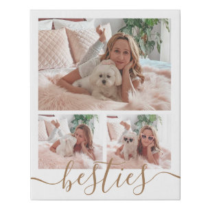 Personalized Photo Collage and Text Besties Faux Canvas Print