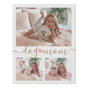 Personalized Photo Collage and Text Dog Mom Faux Canvas Print