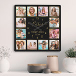 Personalized Photo Collage Besties Gold Black Square Wall Clock<br><div class="desc">Make this trendy elegant black and gold photo collage wall clock unique with 12 of your favorite photos with your best friend(s). The design also features modern handwritten "Besties" script,  your names and the date you met.</div>