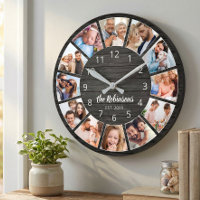 Personalized Photo Collage Black Wood Family