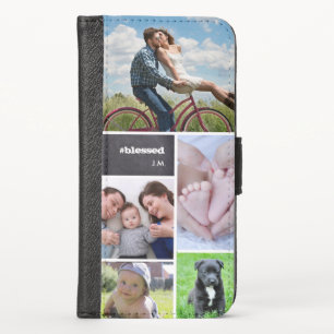 Personalized Photo Collage #blessed chalkboard iPhone XS Wallet Case
