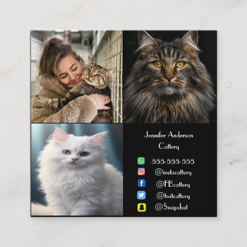 Personalized Photo Collage Cattery Business Card 