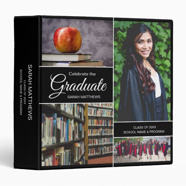 Personalized Photo Collage Celebrate the Graduate 3 Ring Binder (Front/Spine)