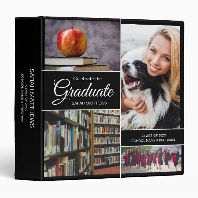 Personalized Photo Collage Celebrate the Graduate 3 Ring Binder (Front/Spine)