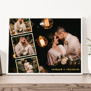 Personalized Photo Collage Custom Names Chic Gold Foil Prints