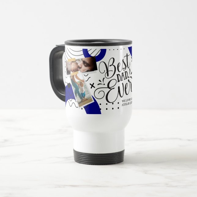 Personalized Photo Collage Custom Text Fathers Day Travel Mug (Front Left)