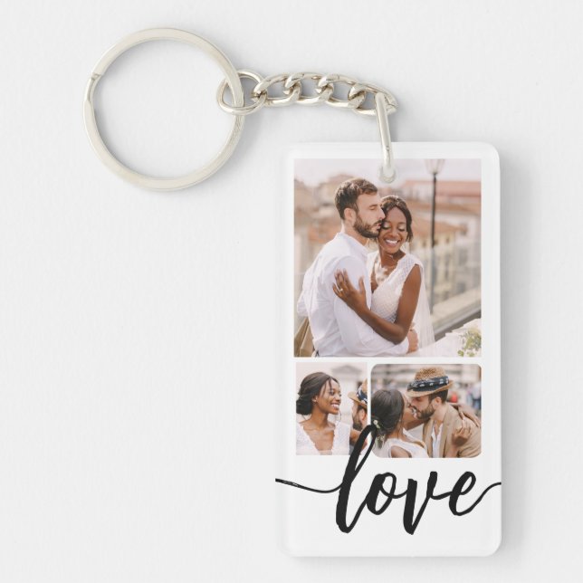 Personalized Photo Collage Customizable Text  Keychain (Front)