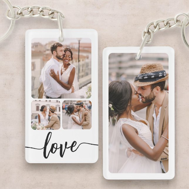 Personalized Photo Collage Customizable Text  Keychain (Creator Uploaded)