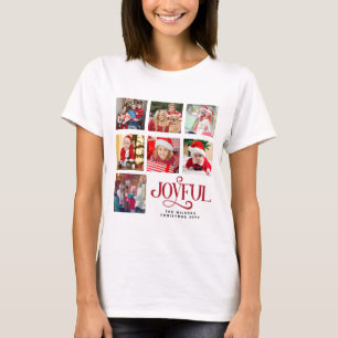 Personalized Photo Collage Family Name Christmas  T-Shirt