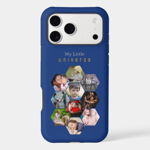 Personalized photo collage family picture blue iPhone 17 pro max case