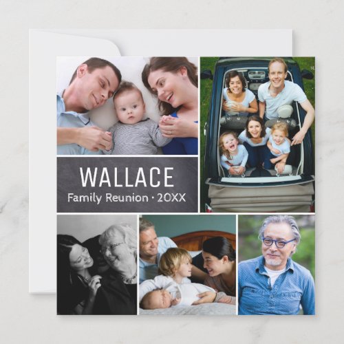 Personalized photo collage family reunion invitation