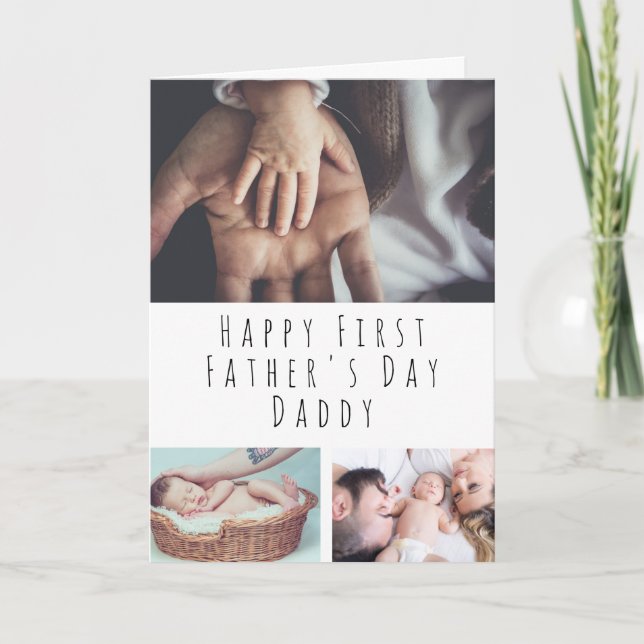 Personalized Photo Collage First Father's Day Card (Front)