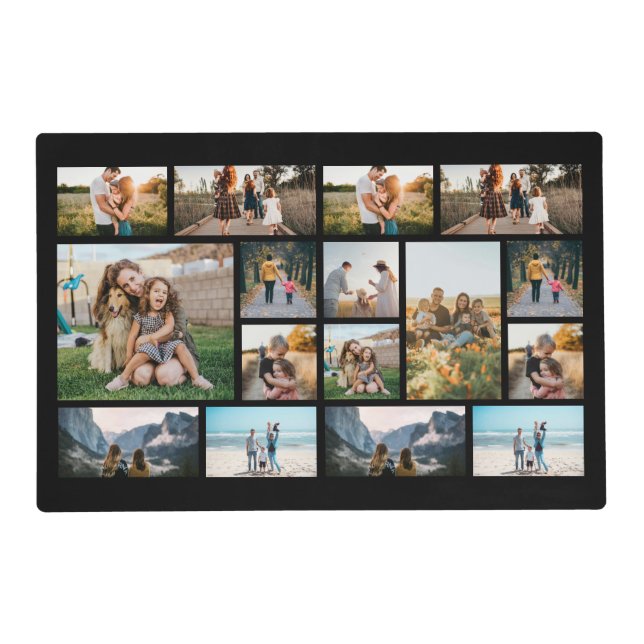 Personalized Photo Collage Fleece Blanket Placemat (Front)