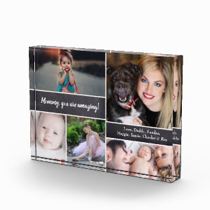 Personalized Photo Collage for Mommy, chalkboard Block
