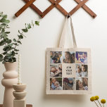 Personalized Photo Collage Friends Family Tote Bag<br><div class="desc">Custom family tote bag featuring 8 photos of your choice,  and a text template that is easy to personalize.</div>