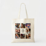 Personalized Photo Collage Friends Family Tote Bag<br><div class="desc">Custom family tote bag featuring 8 photos of your choice,  and a text template that is easy to personalize.</div>