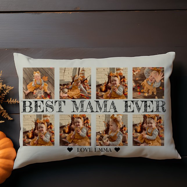 Personalized Photo Collage Gift Best Mama Ever Accent Pillow (Creator Uploaded)