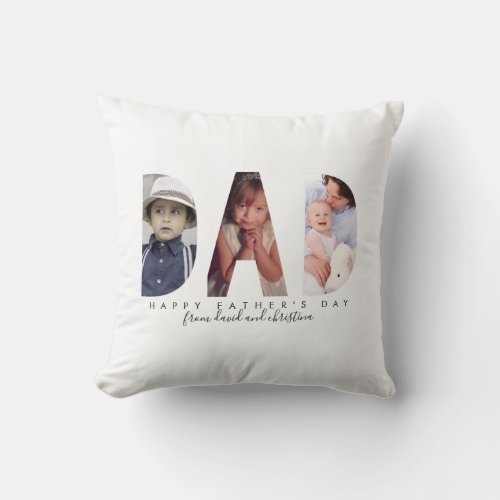 Personalized Photo Collage Gift for Fathers Day Throw Pillow