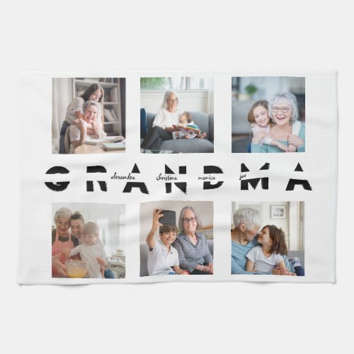 Personalized Photo Collage Gift for Grandma Kitchen Towel