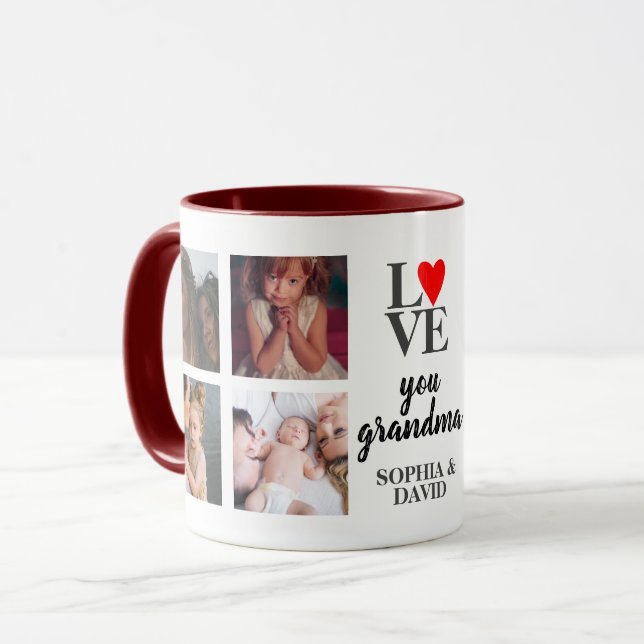 Personalized Photo Collage Gift for Grandmother Mug (Front Left)