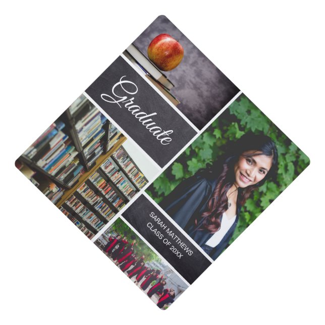 Personalized, Photo Collage, Graduate Graduation Cap Topper (Front)