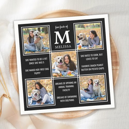 Personalized Photo Collage Graduation Fun Facts Napkins