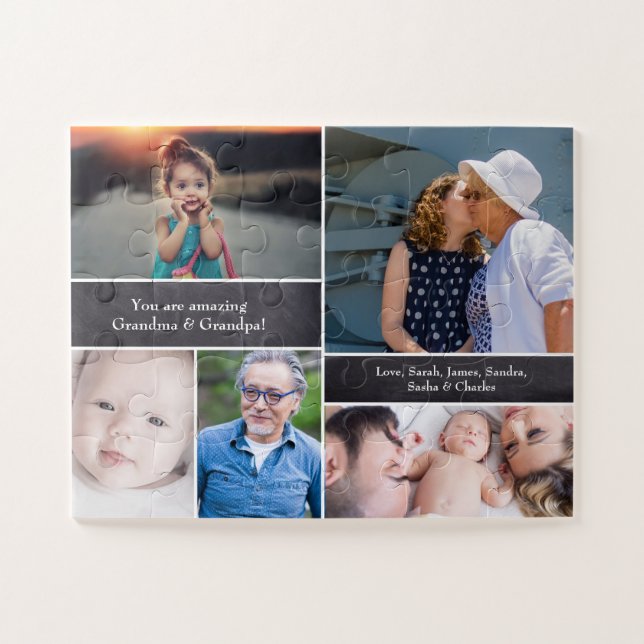 Personalized, Photo Collage, Grandparents Jigsaw Puzzle (Horizontal)