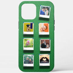 Personalized Photo Collage Green Girly Trendy Chic iPhone 12 Pro Max Case