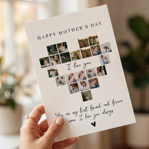 Personalized Photo Collage Heart Happy Mother's Da Holiday Card