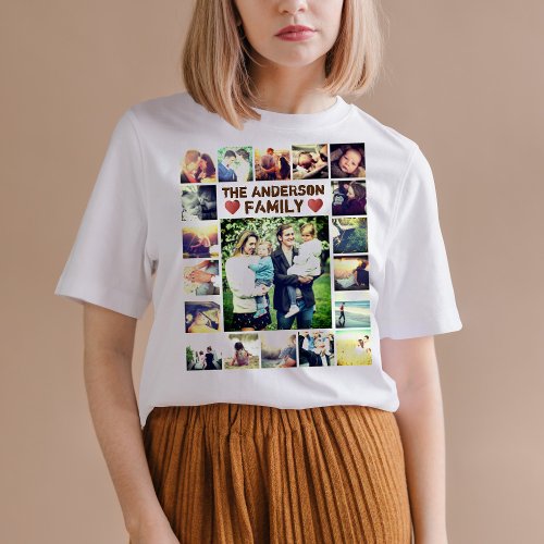 Personalized Photo Collage hearts and text T_Shirt
