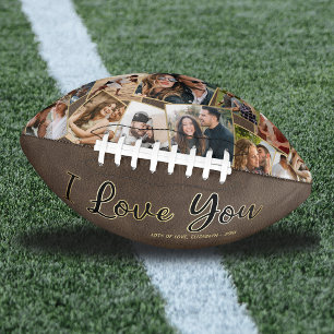 Personalized Photo Collage I Love You Football