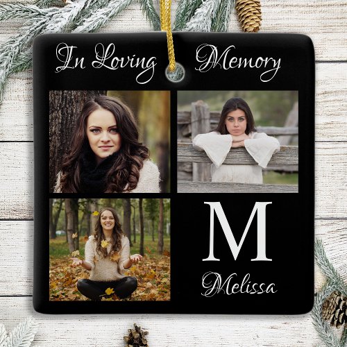 Personalized Photo Collage In Loving Memory Ceramic Ornament