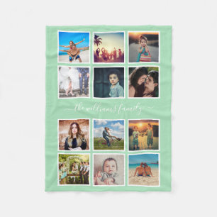 Personalized Photo Collage Keepsake Sea Glass Fleece Blanket