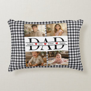 Personalized Photo Collage & Kids' Names "DAD" Accent Pillow