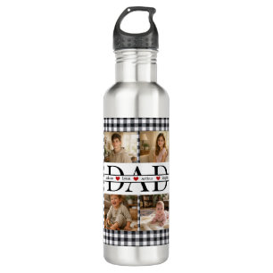 Personalized Photo Collage & Kids' Names "DAD" Stainless Steel Water Bottle