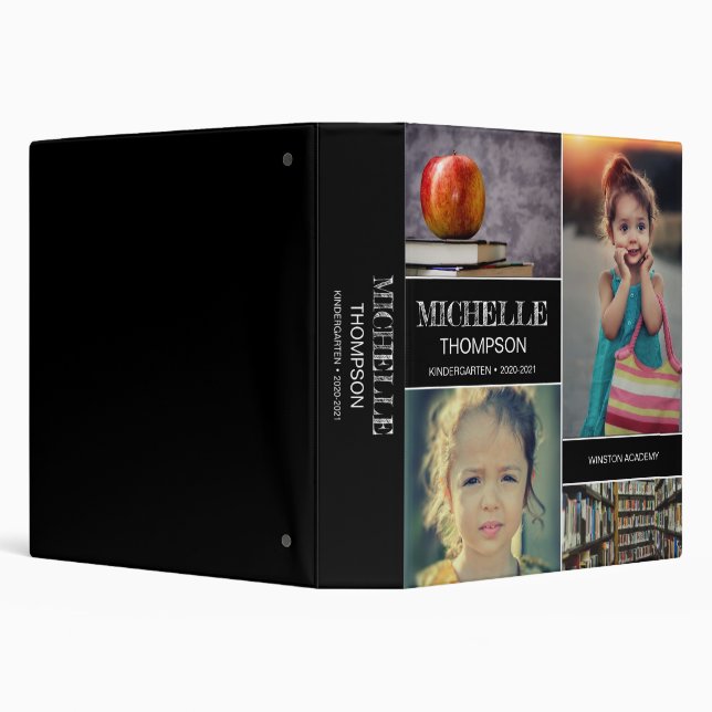 Personalized Photo Collage Kindergarten Graduate 3 Ring Binder (Background)